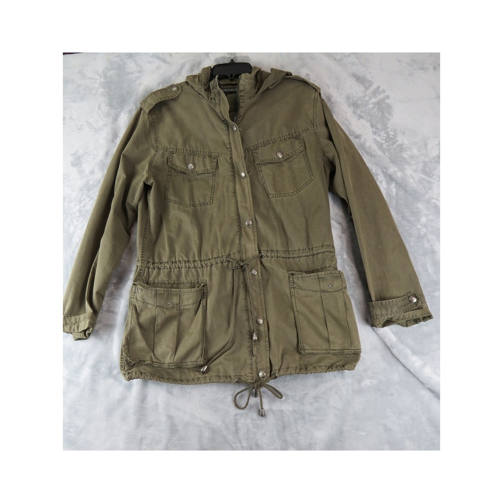 Buffalo David Bitton Women's Utility Jacket Olive Green Hooded Drawstring M
